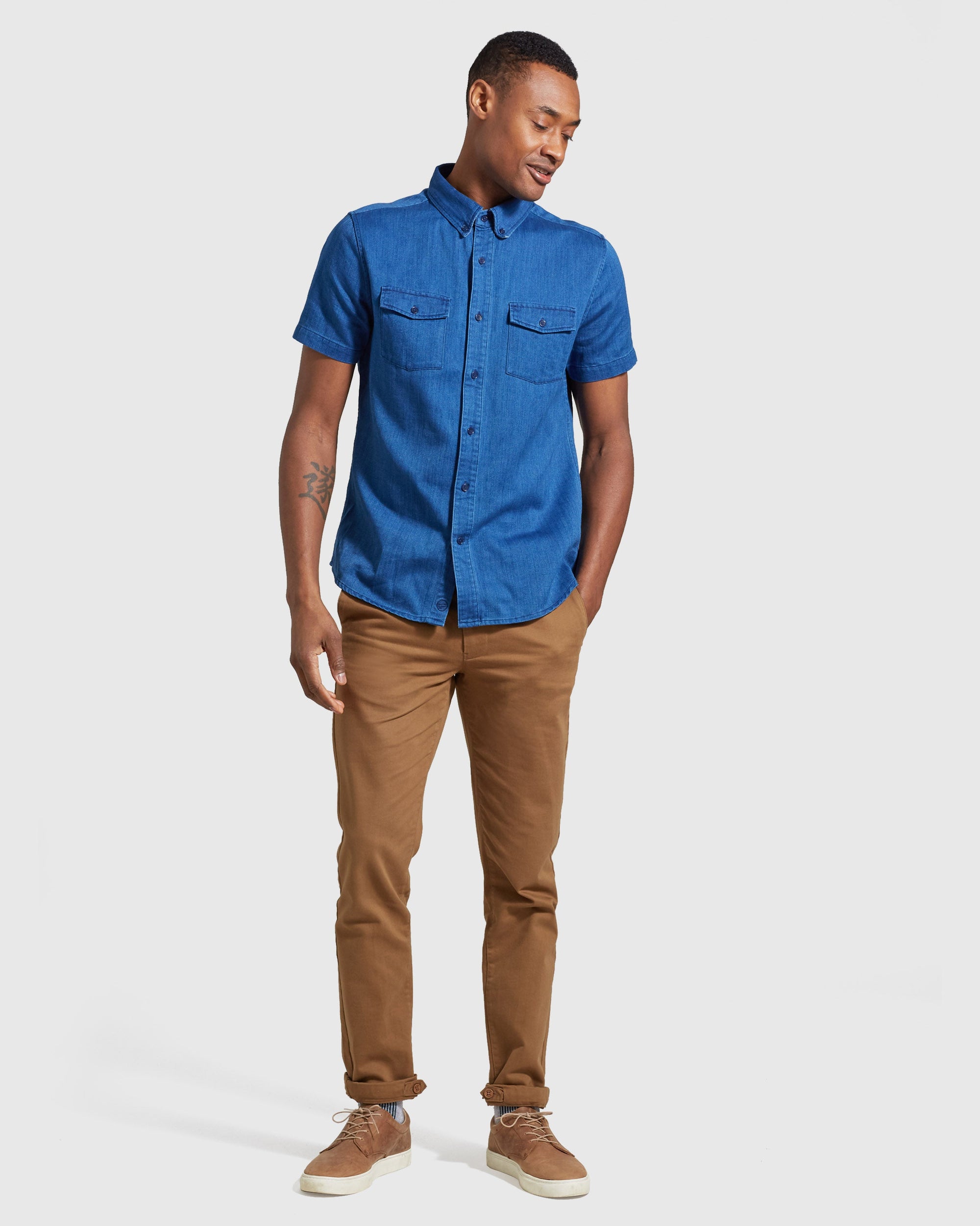Indigo Short Sleeve Button Down