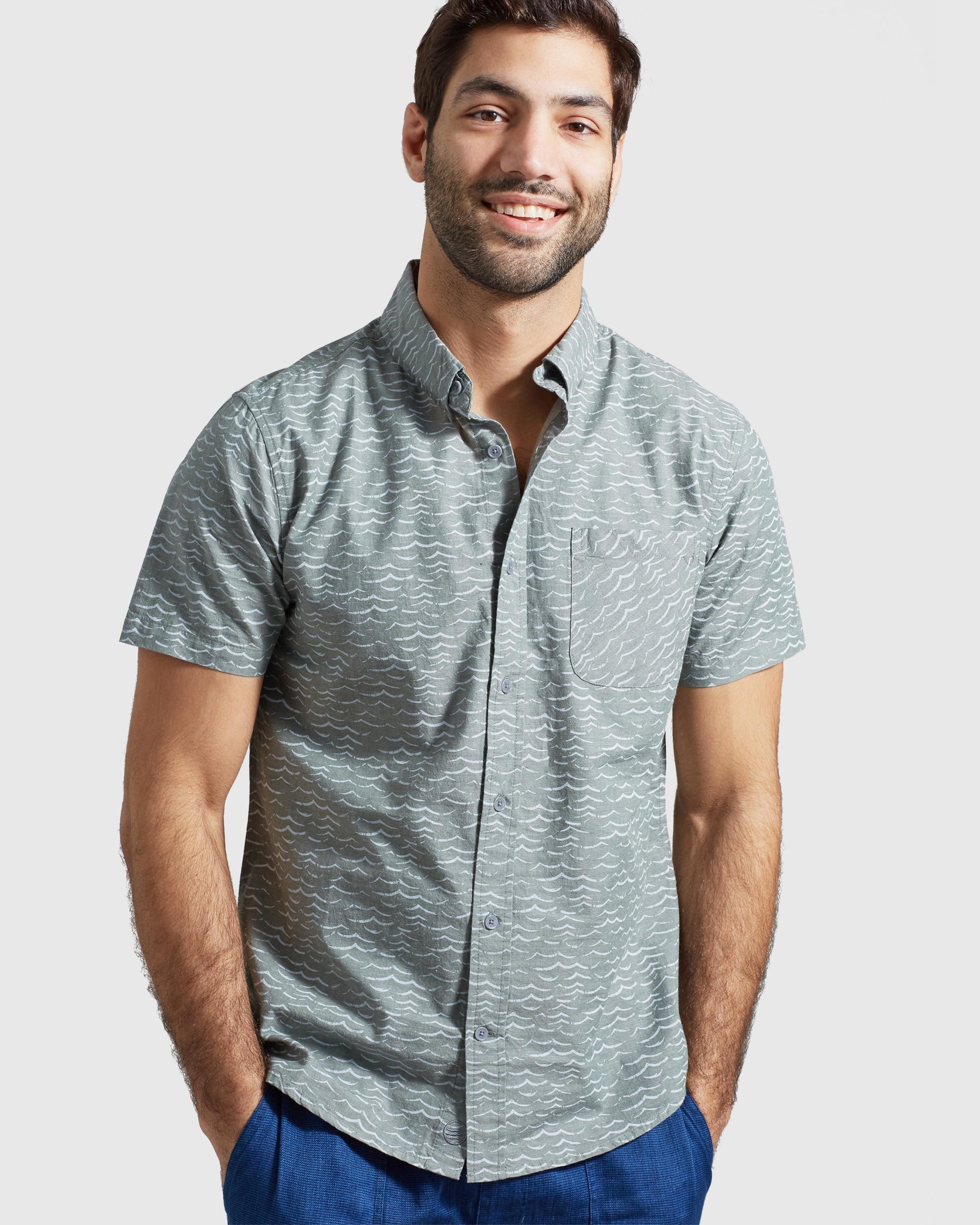 Natural Short Sleeve Button Down