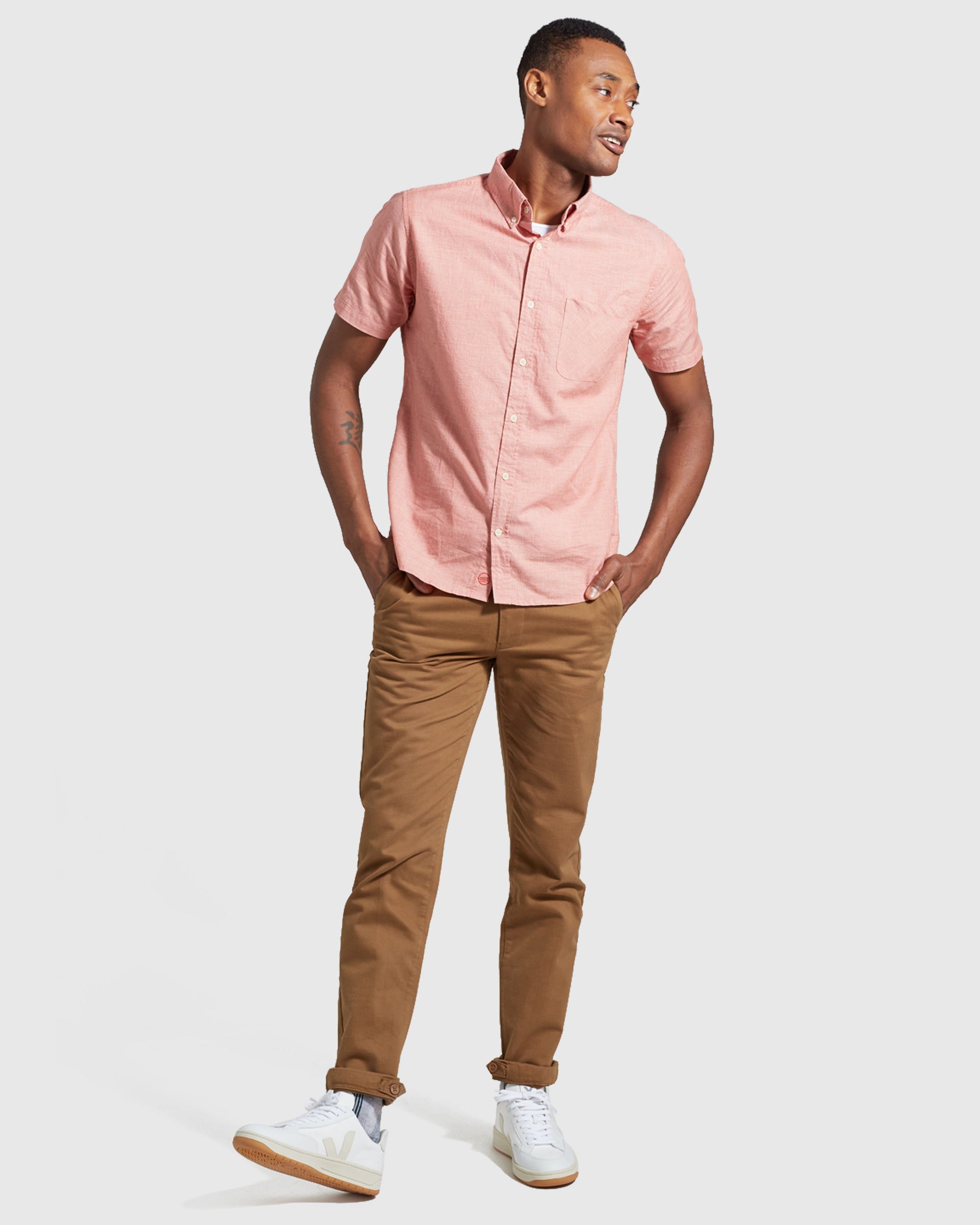 Natural Short Sleeve Button Down