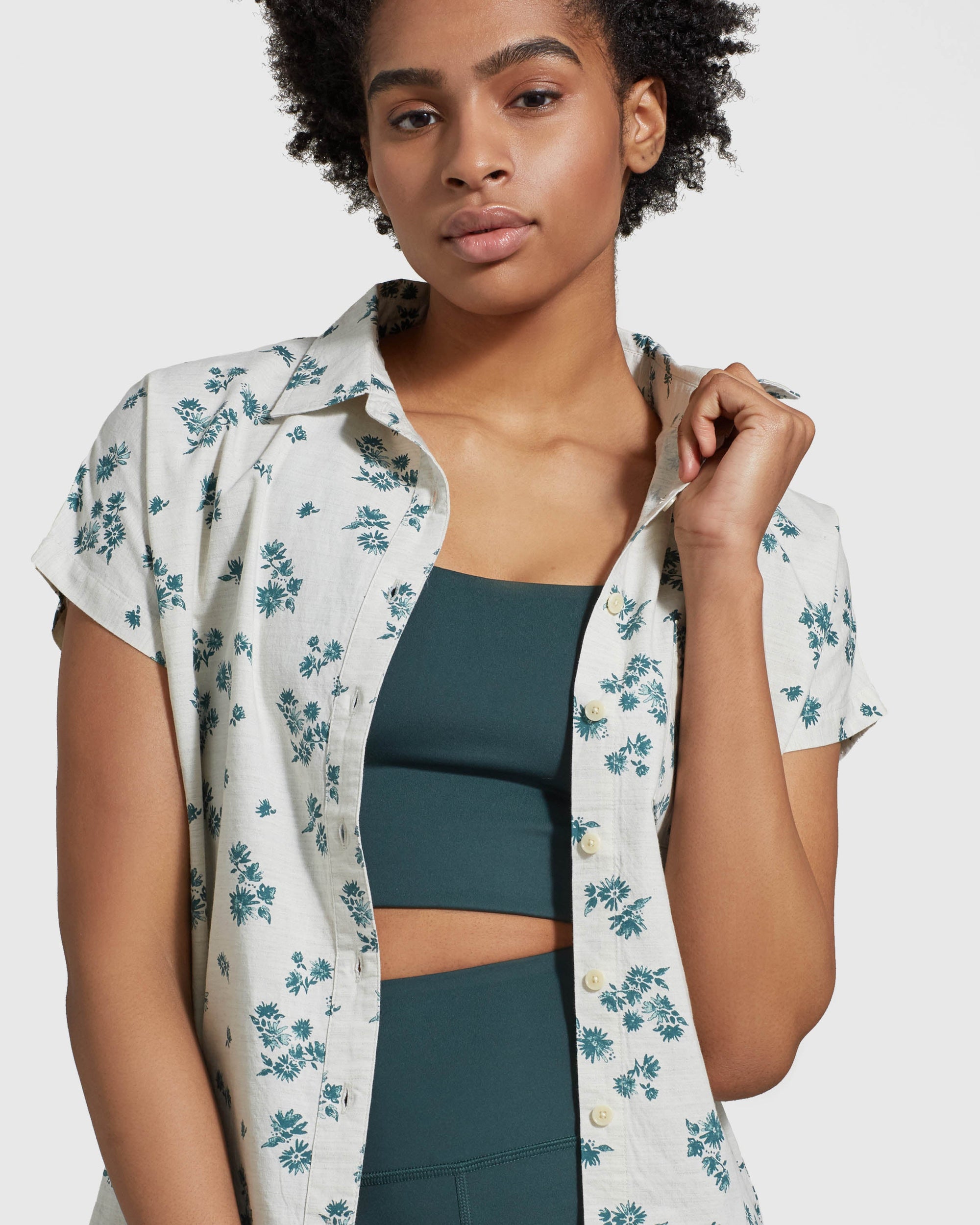 Natural Short Sleeve Button Down
