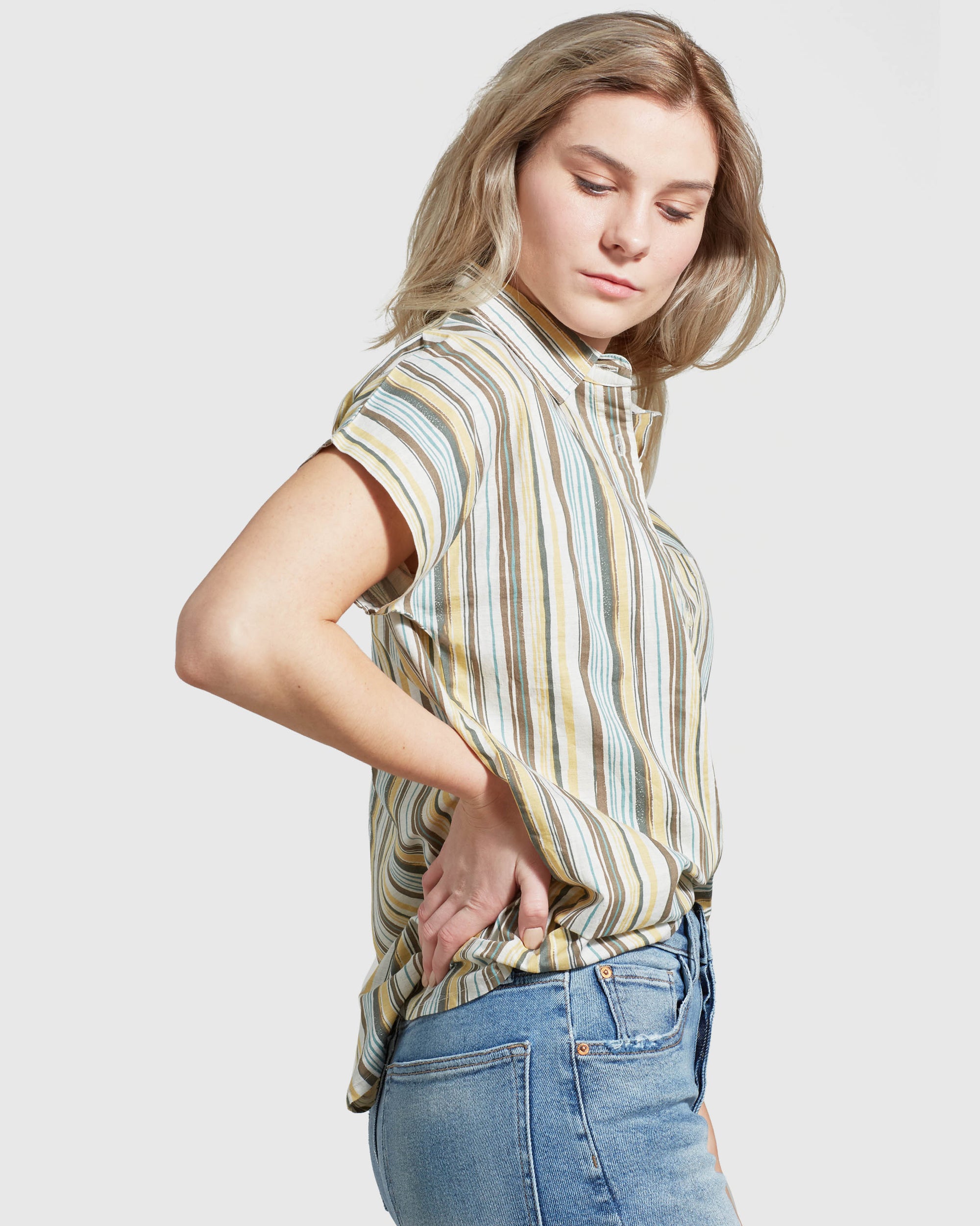 Natural Short Sleeve Button Down