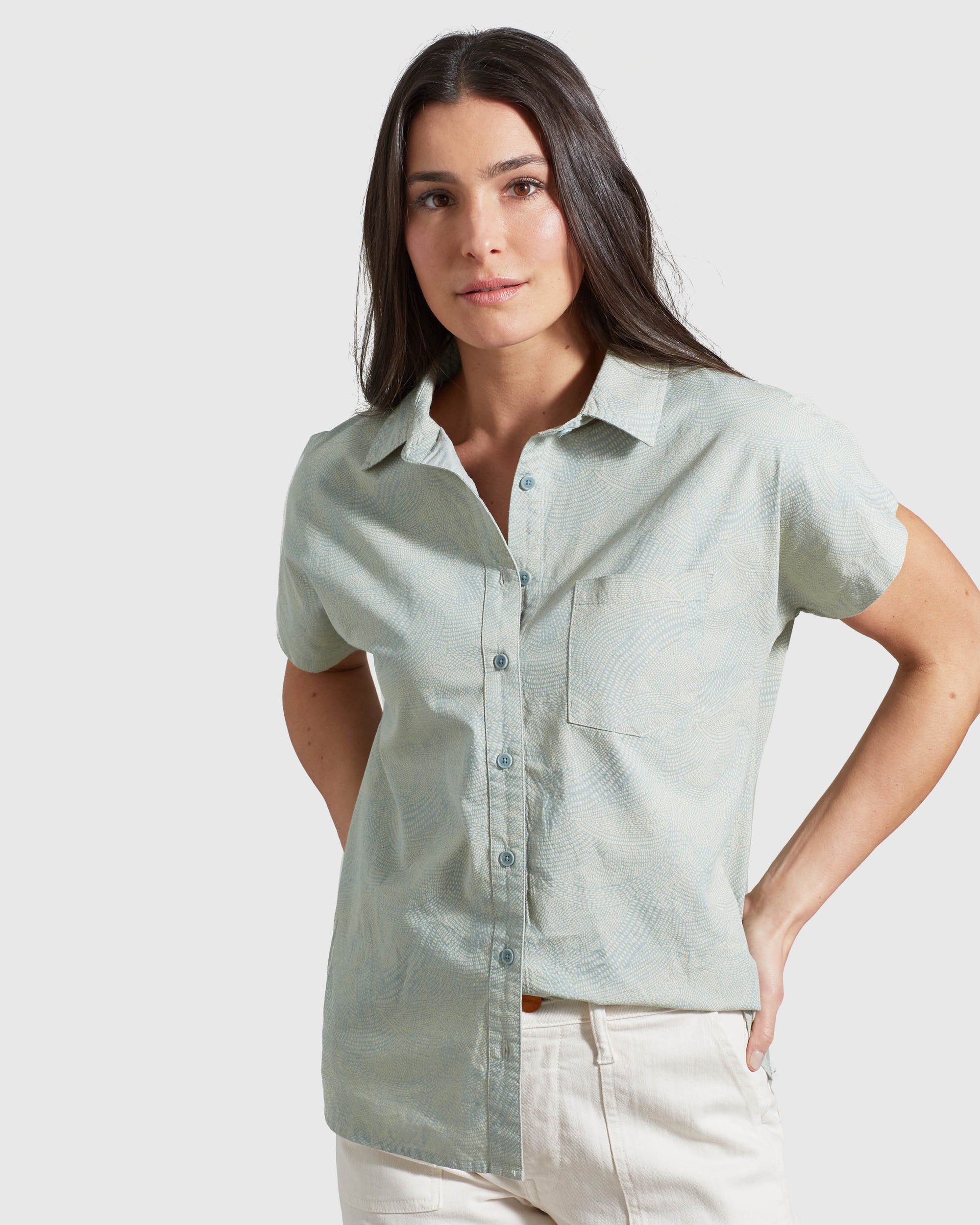 Natural Short Sleeve Button Down