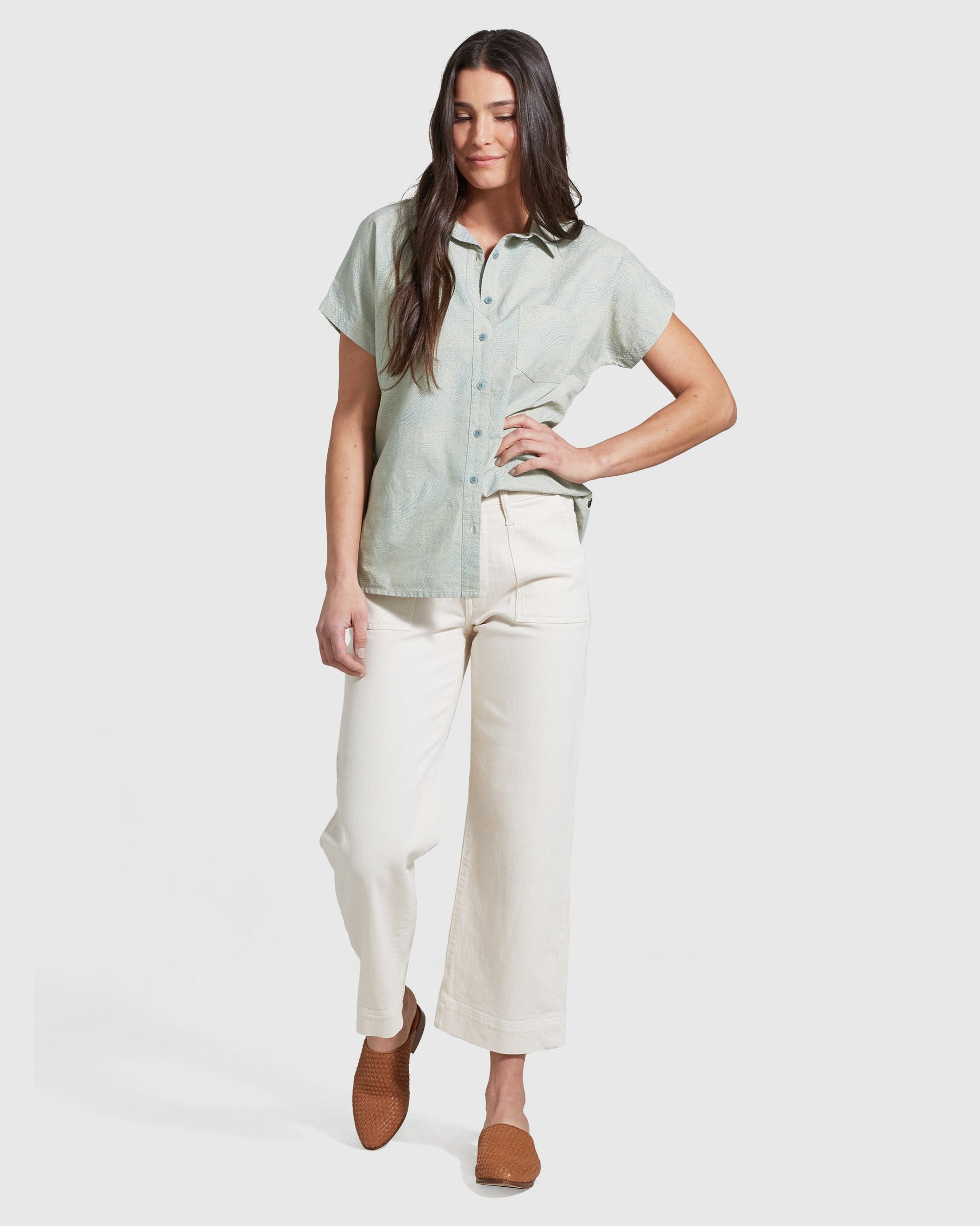 Natural Short Sleeve Button Down