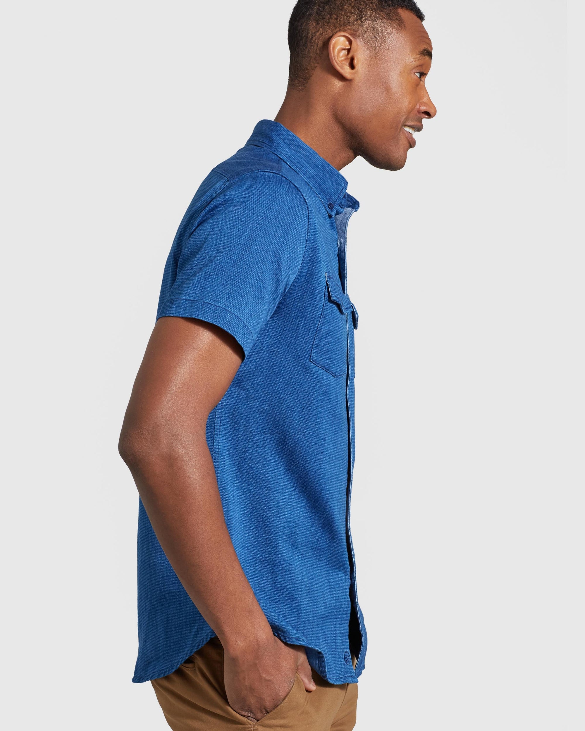 Indigo Short Sleeve Button Down