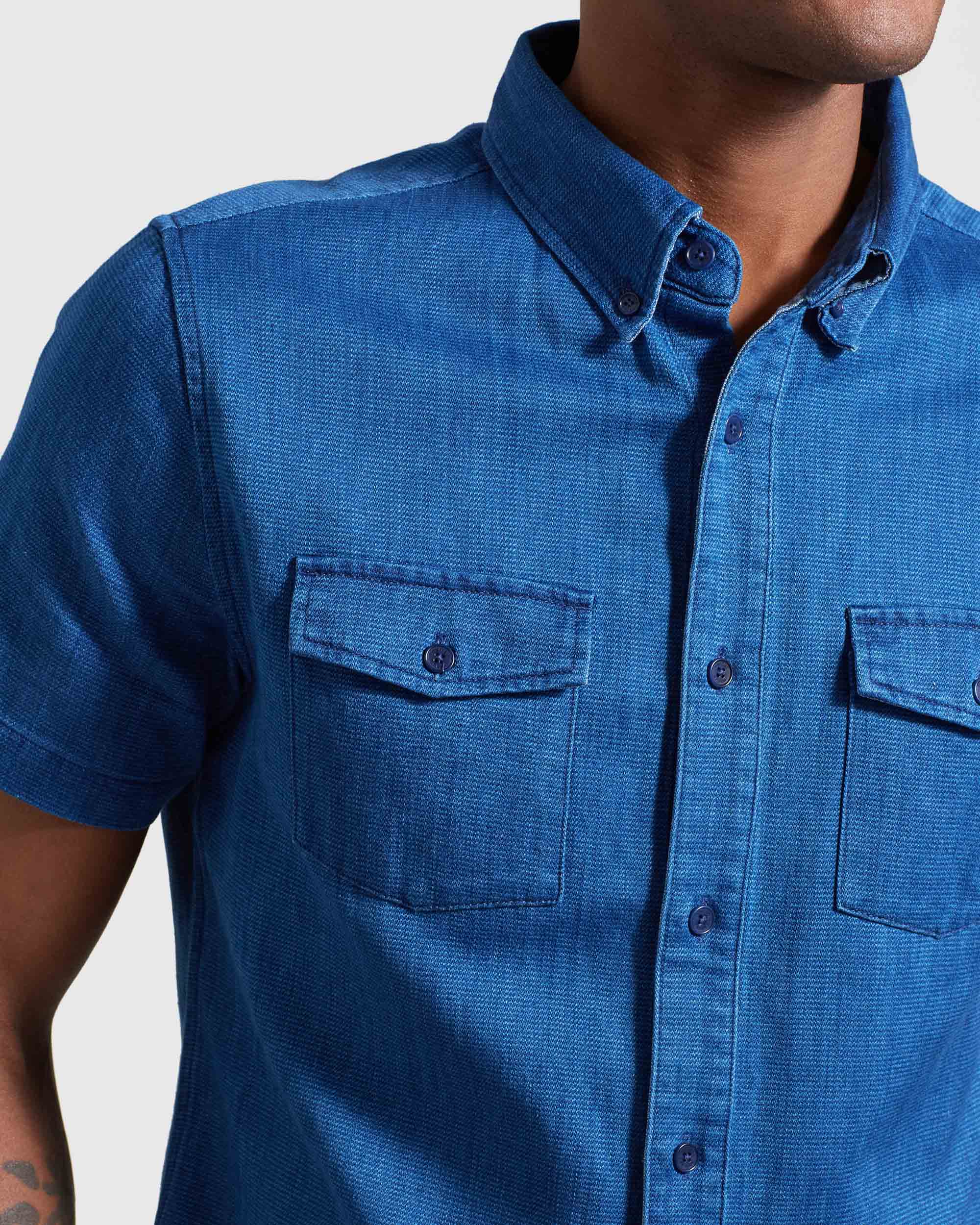 Indigo Short Sleeve Button Down