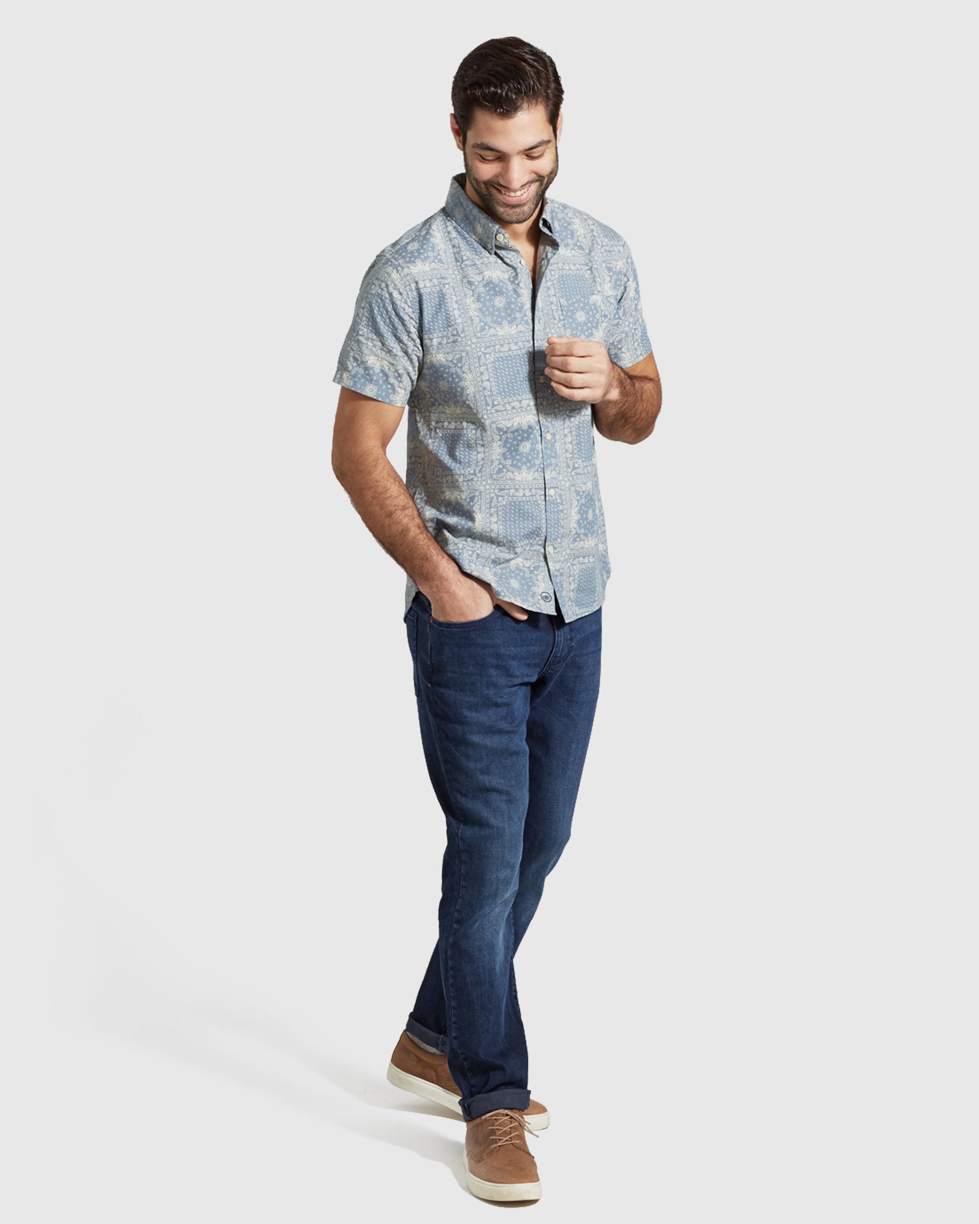 Natural Short Sleeve Button Down