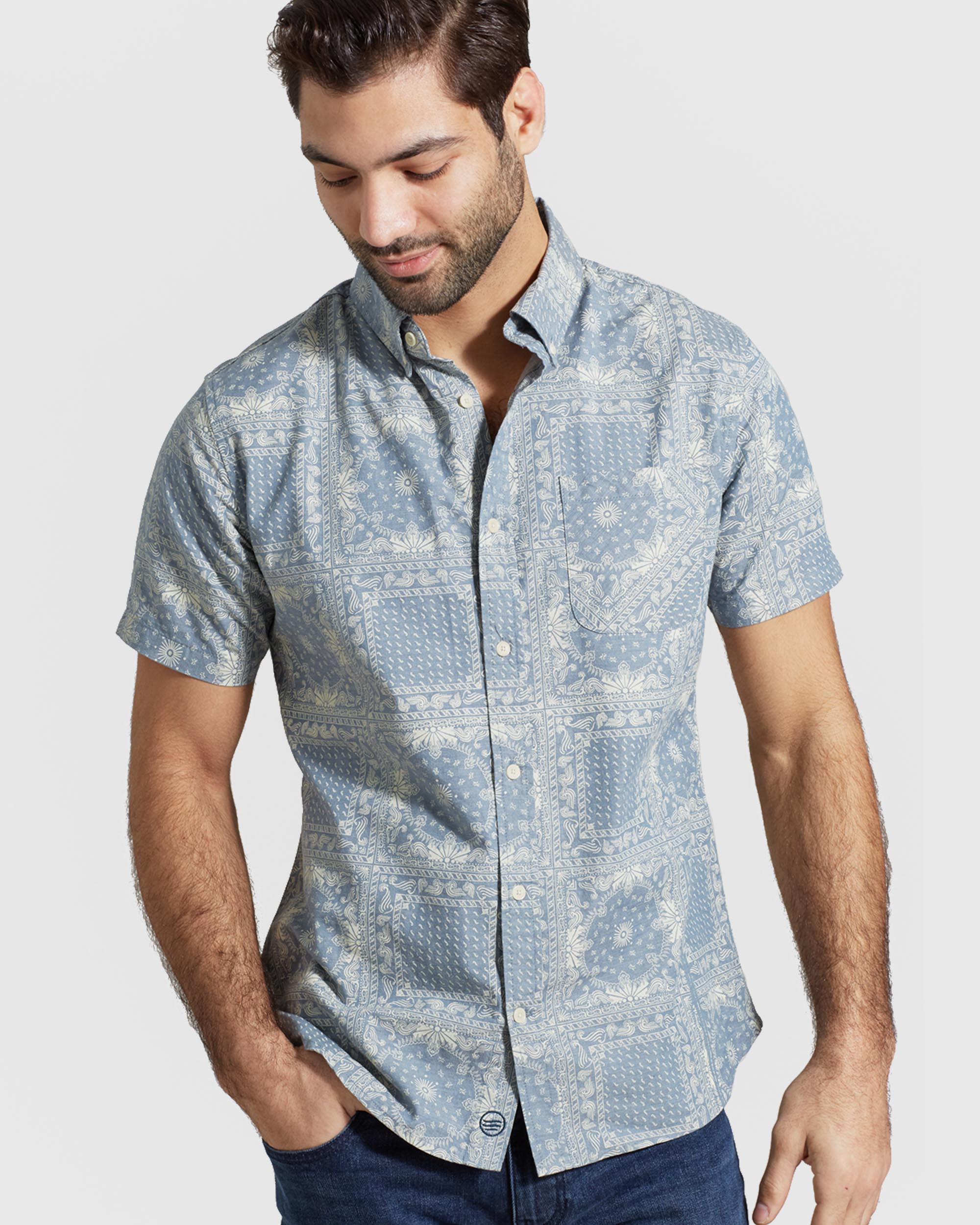 Natural Short Sleeve Button Down