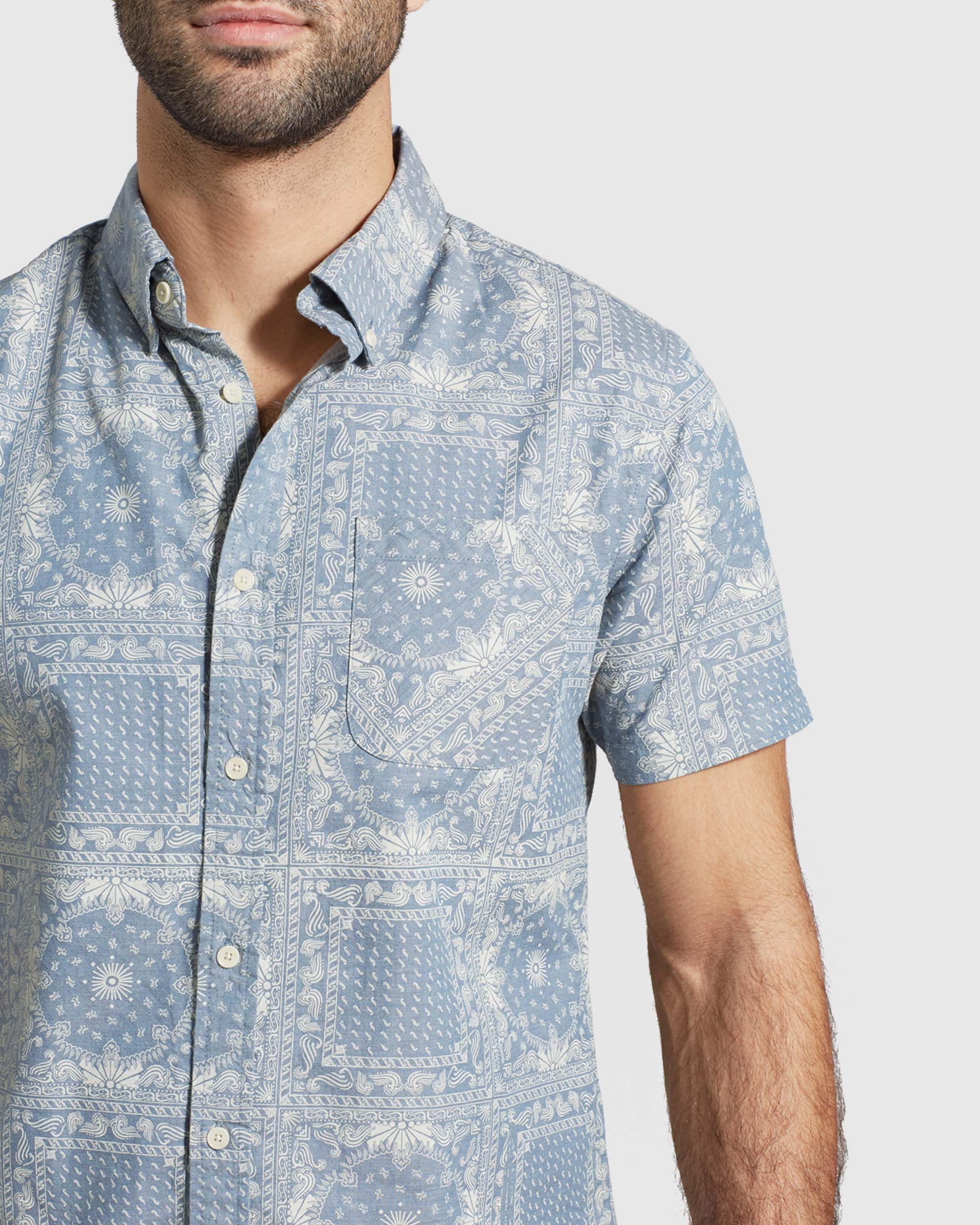 Natural Short Sleeve Button Down