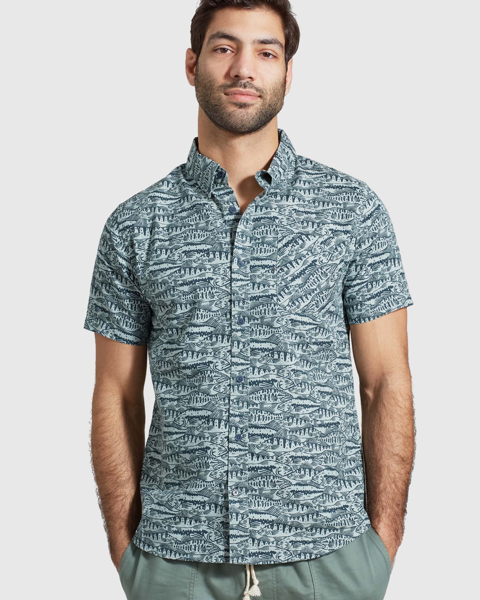 Natural Short Sleeve Button Down