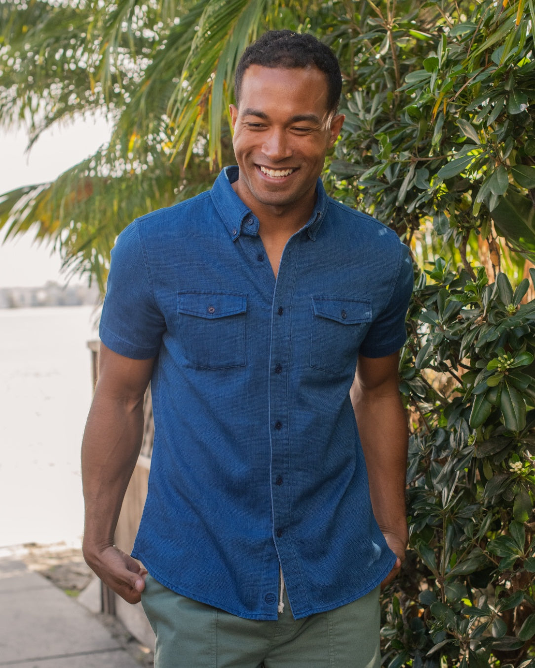 Indigo Short Sleeve Button Down