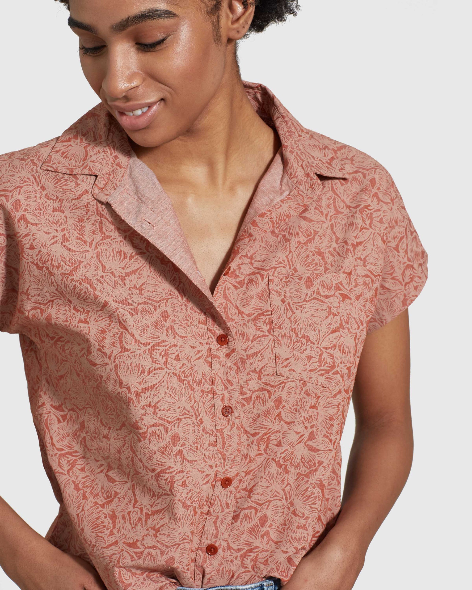 Natural Short Sleeve Button Down