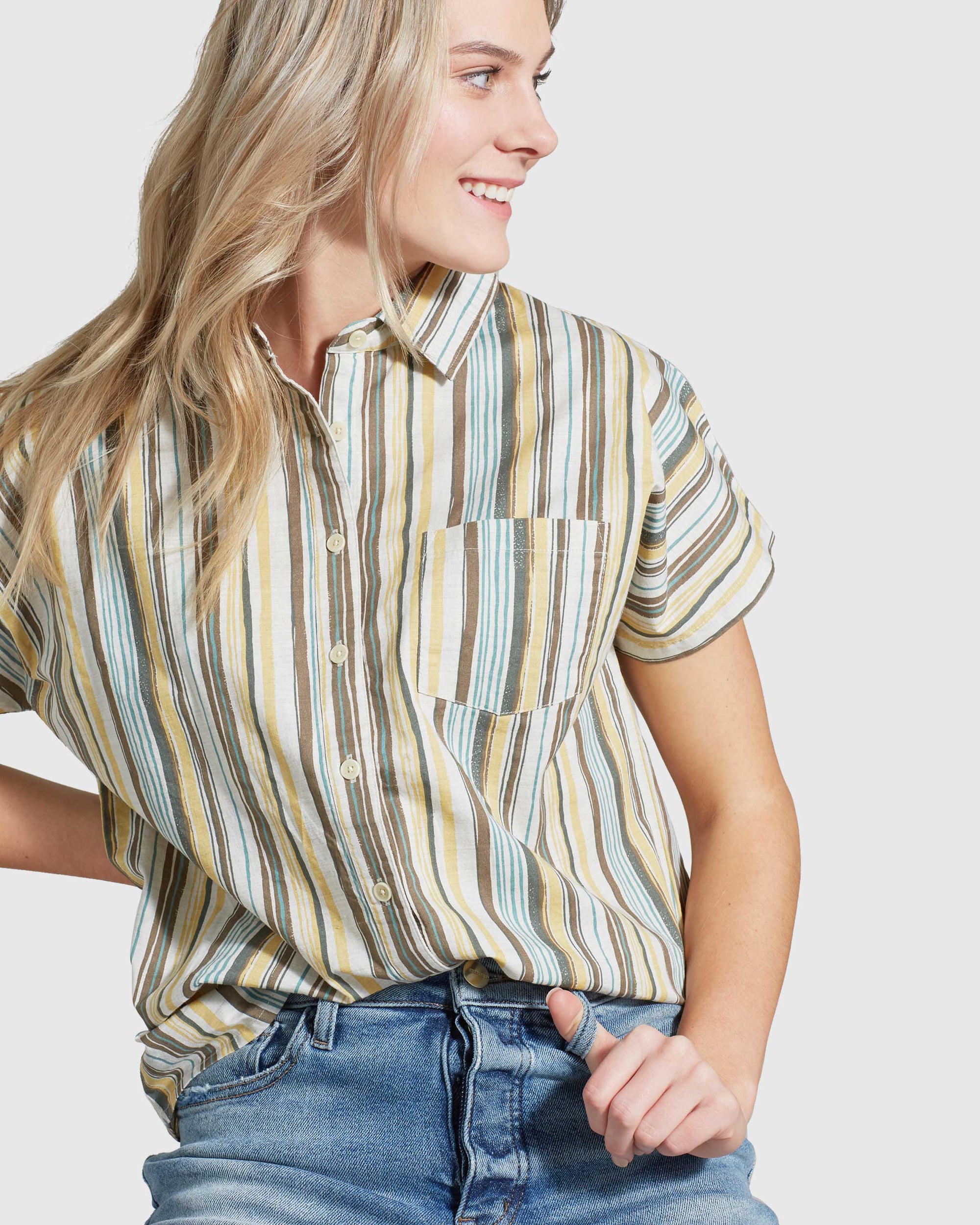 Natural Short Sleeve Button Down