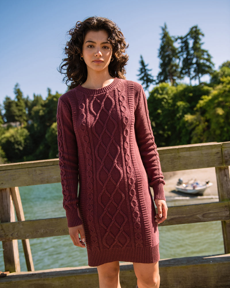 Recycled Cotton Cable Sweater Dress