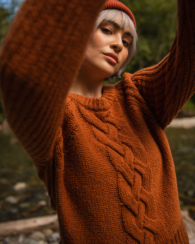 Recycled Cotton Cable Crew Sweater