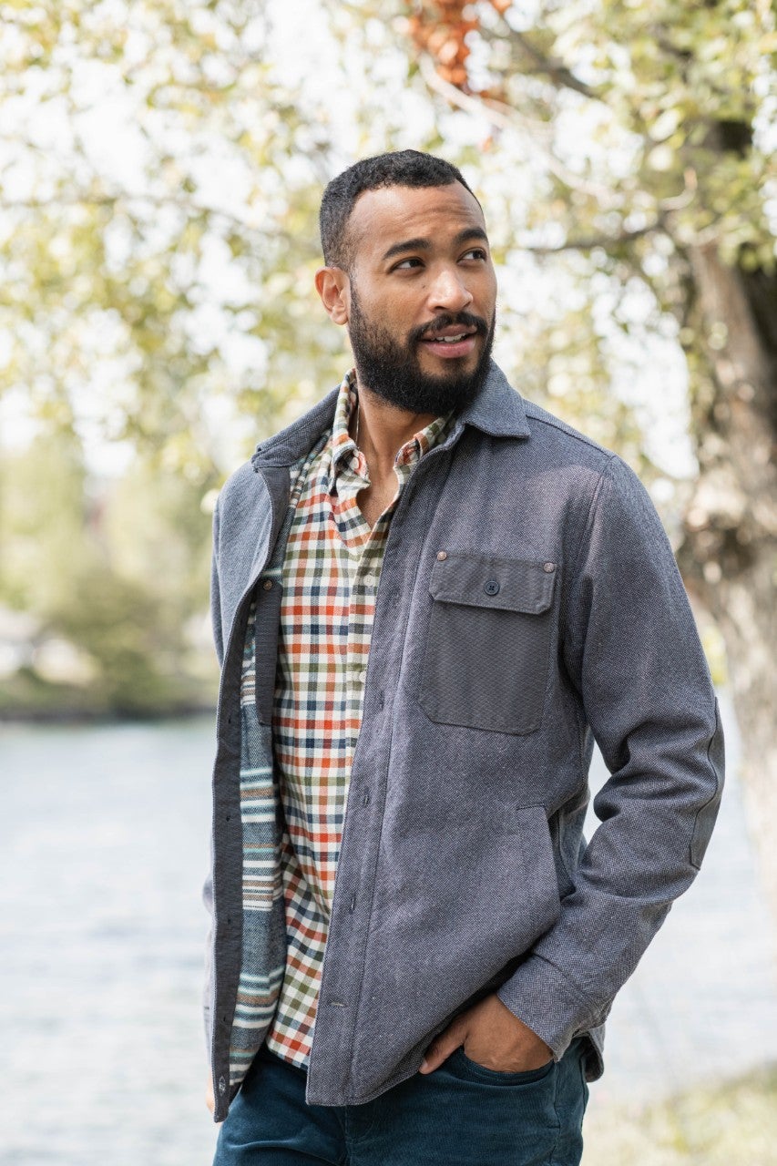 Flannel-Lined Salvaged Hemp Shirt Jacket