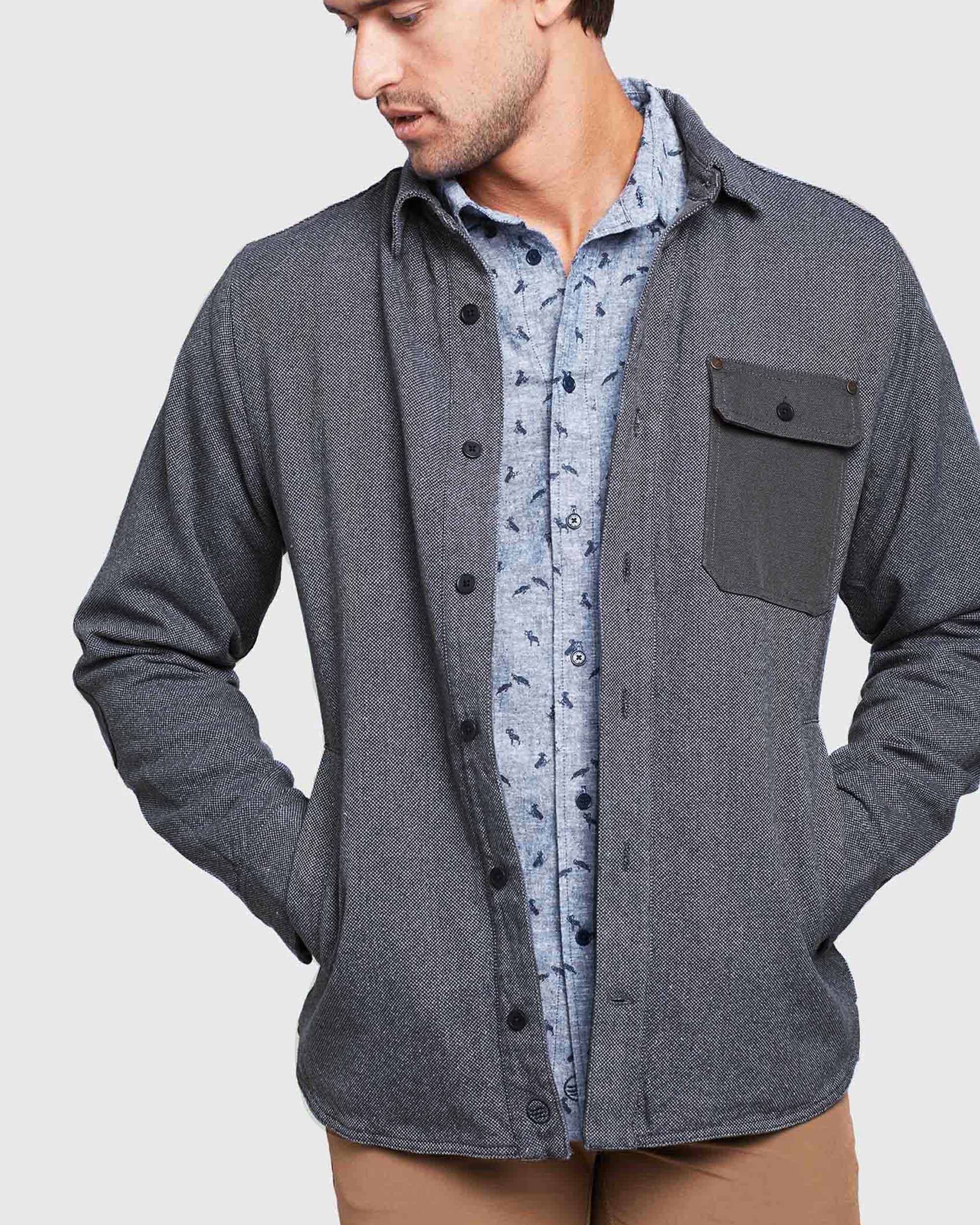 Flannel-Lined Salvaged Hemp Shirt Jacket