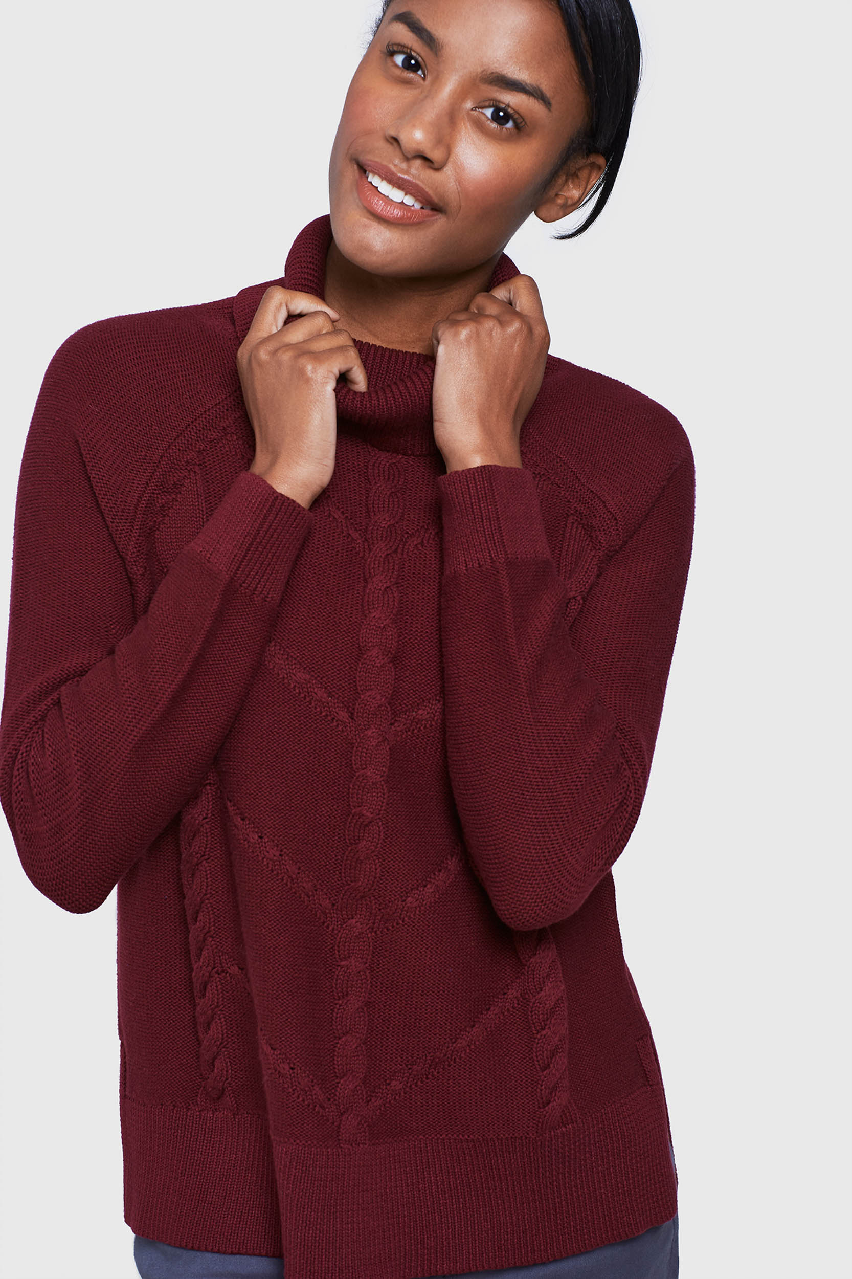 Hideaway Cableknit Turtleneck Sweater