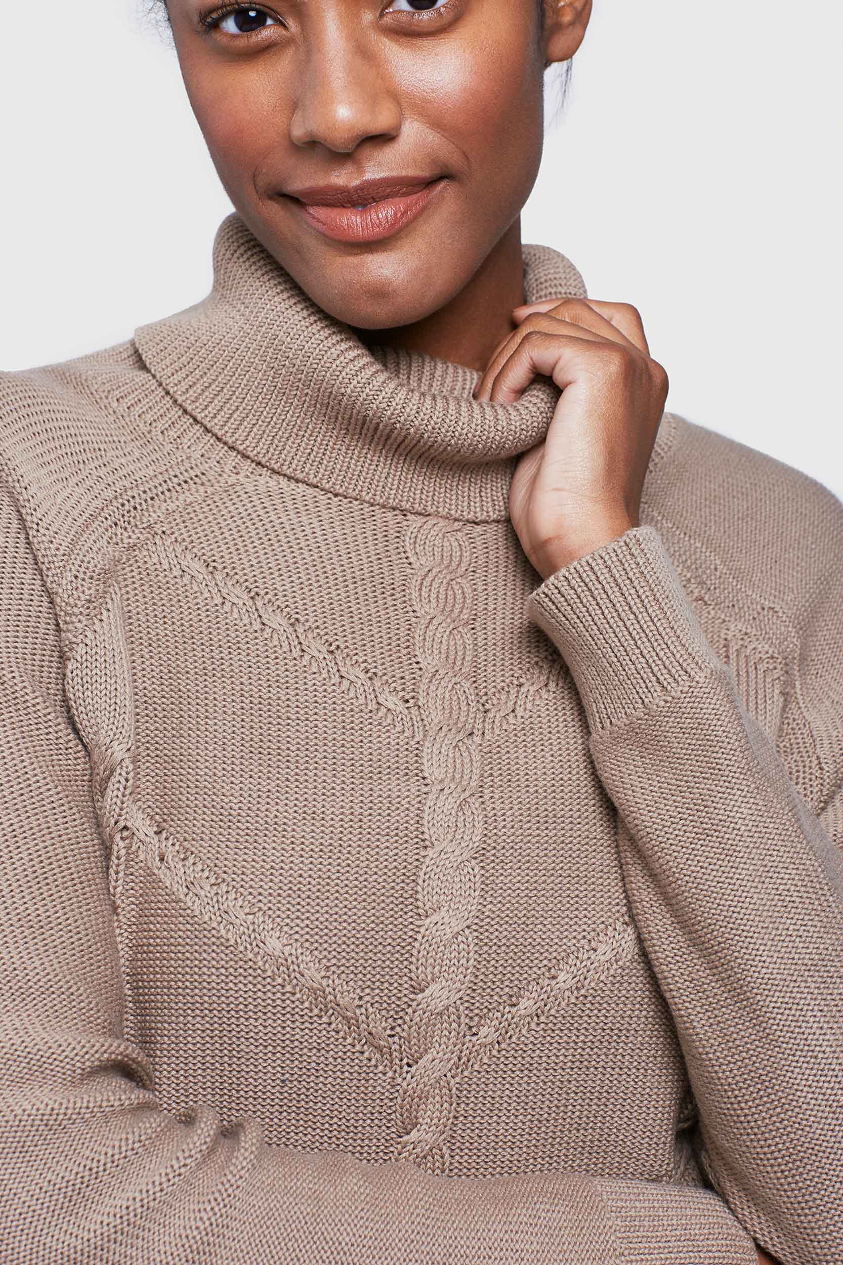 Hideaway Cableknit Turtleneck Sweater